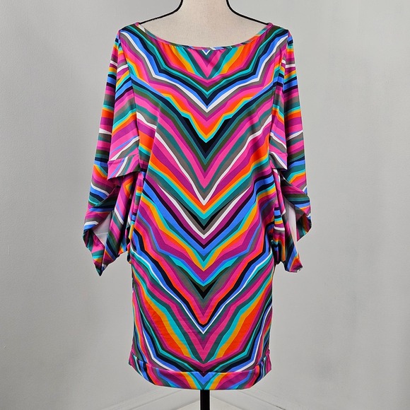 Trina Turk Pink Multicolor Geometric Print Swim Tunic Cover-Up | Women's Medium - Picture 1 of 15